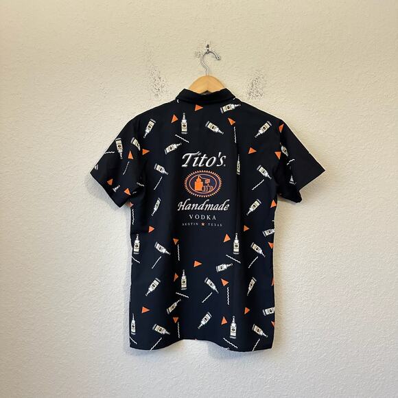 FSP Tito's Vodka Shirt Black All Over Print Button Up Bowling Golf - Picture 2 of 8